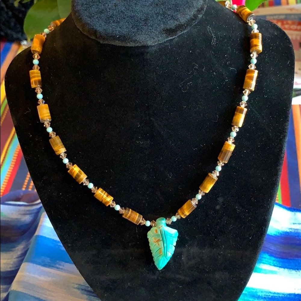 Beaded Leaf  adjustable Necklace
